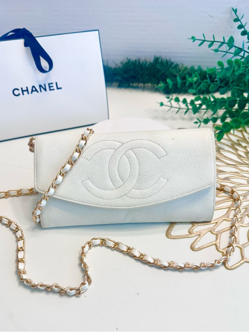 CHANEL  Double Flap Caviar Clutch Wallet